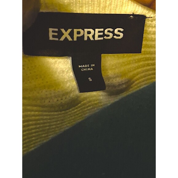 Express Ivory Puff Sleeve Peplum Ballet Core Off Shoulder Ribbed Sweater Medium - Picture 3 of 7